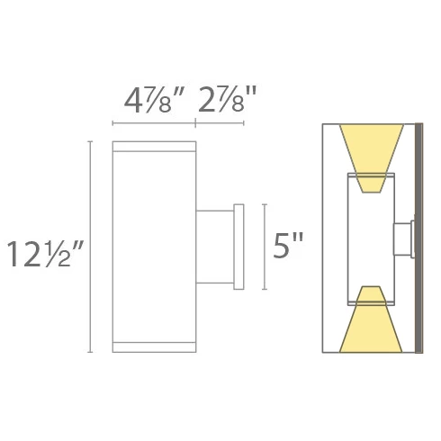 Tube Architectural Narrow CC Double Straight Wall Light