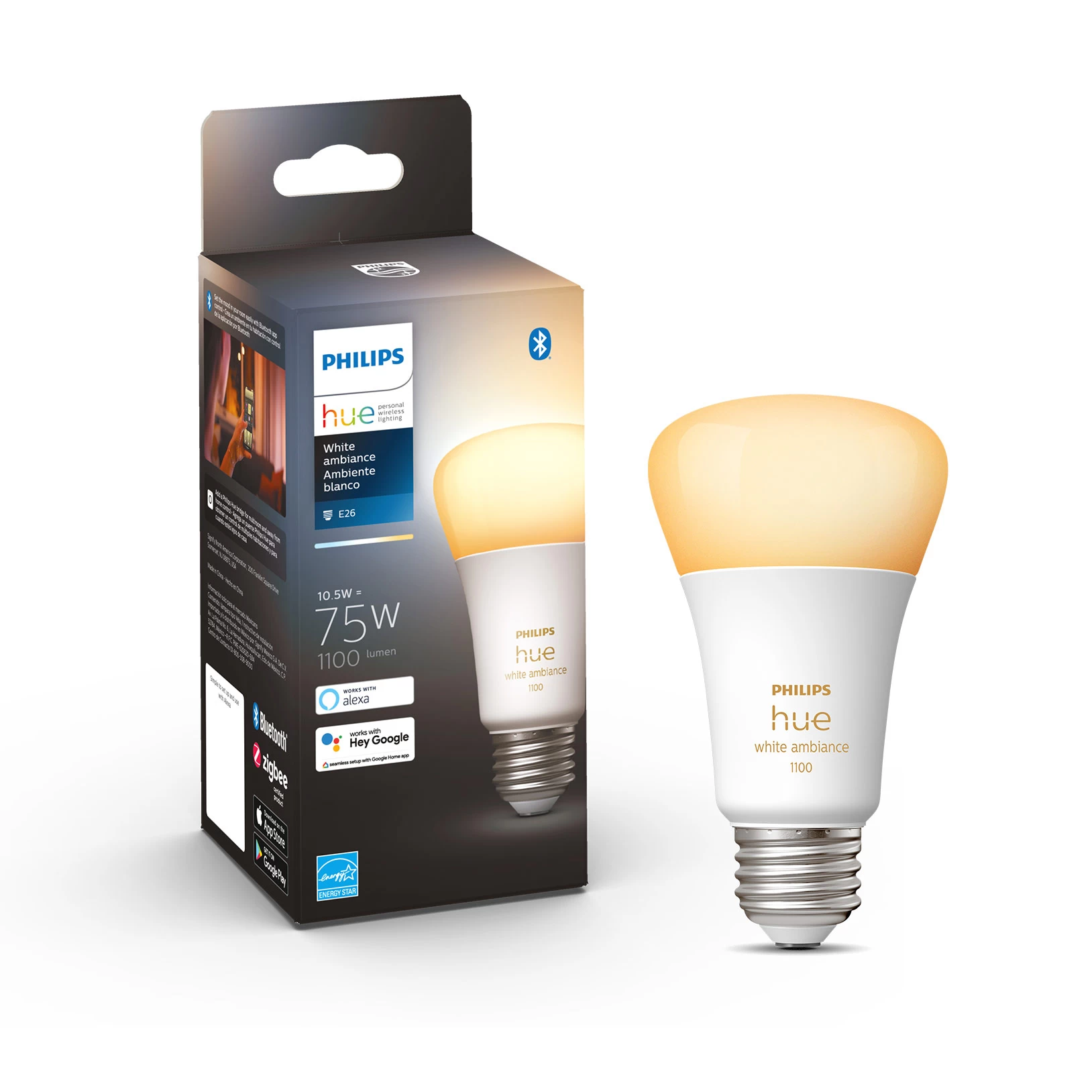 Philips Hue Hue A19 White Ambiance Smart Bulb - Image 2