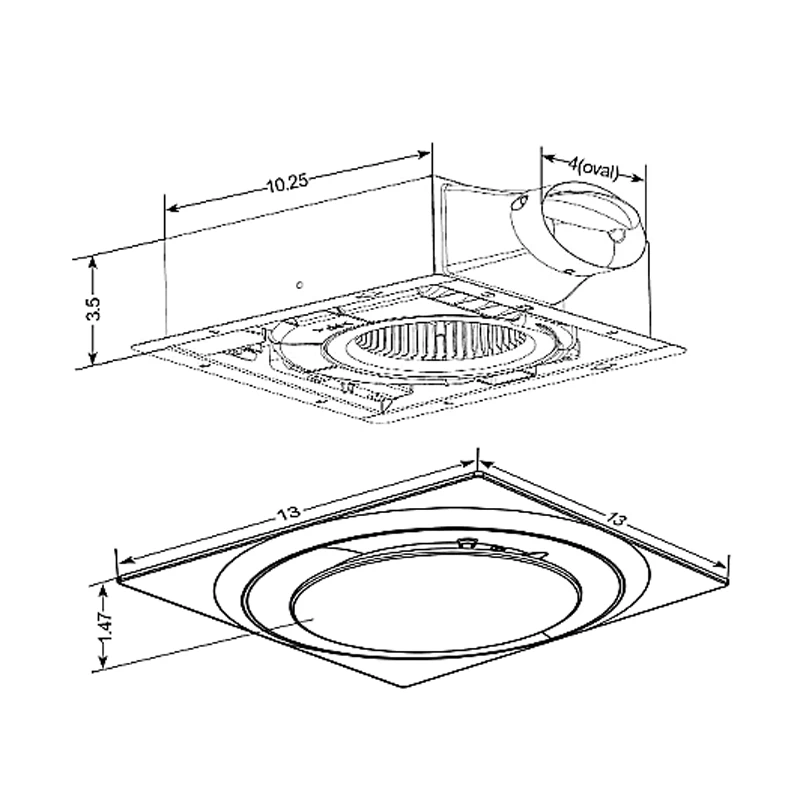 ABFS Low Profile 2X4 Multi Speed Exhaust Fan