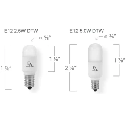 E12 Candelabra Base Warm Dim 2.5W 120V 90CRI 2-PACK