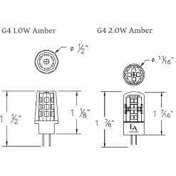 JC G4 Bi-Pin Base Turtle 1W Amber 12V 2-Pack