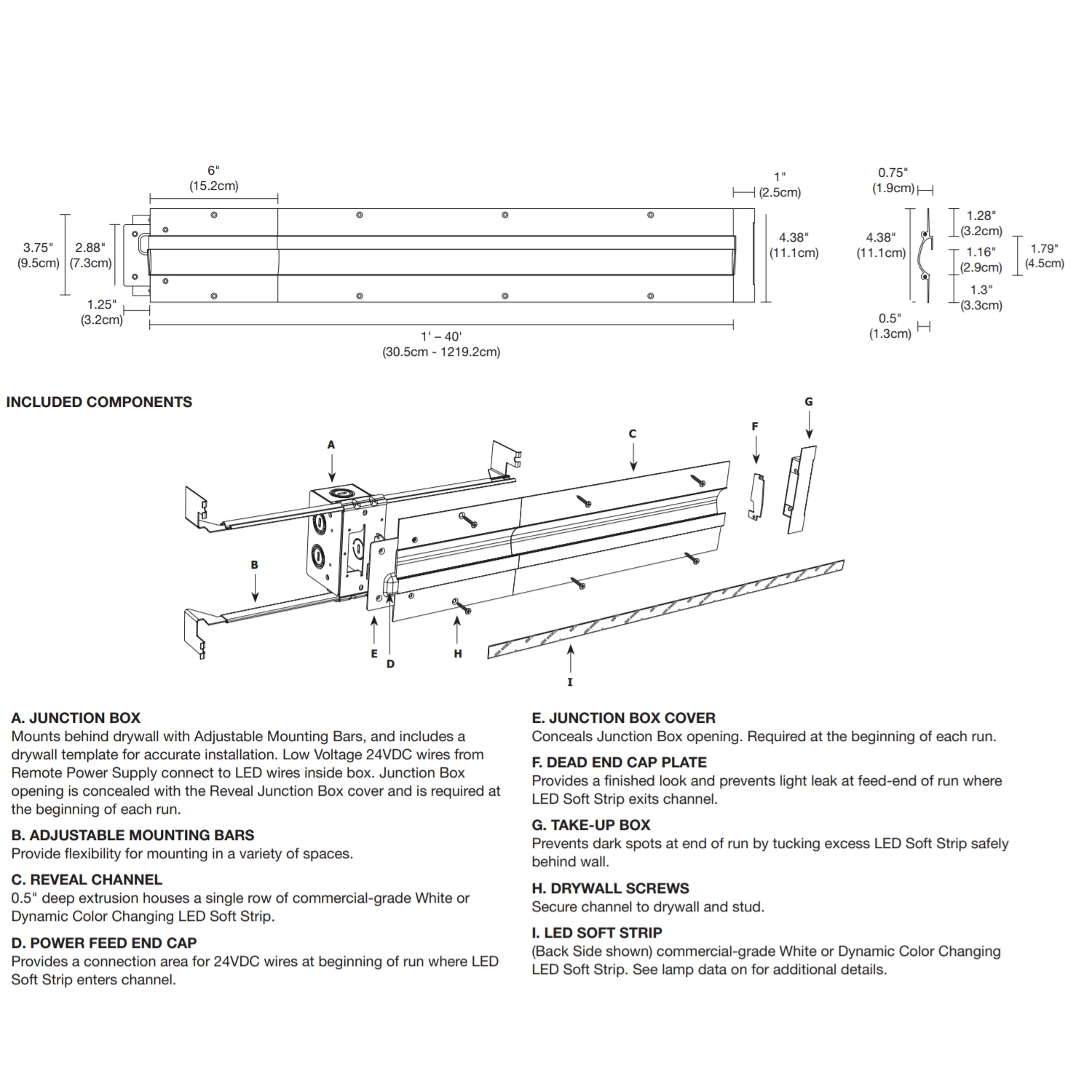 Reveal Cove/Pathway Plaster-In LED System 24V