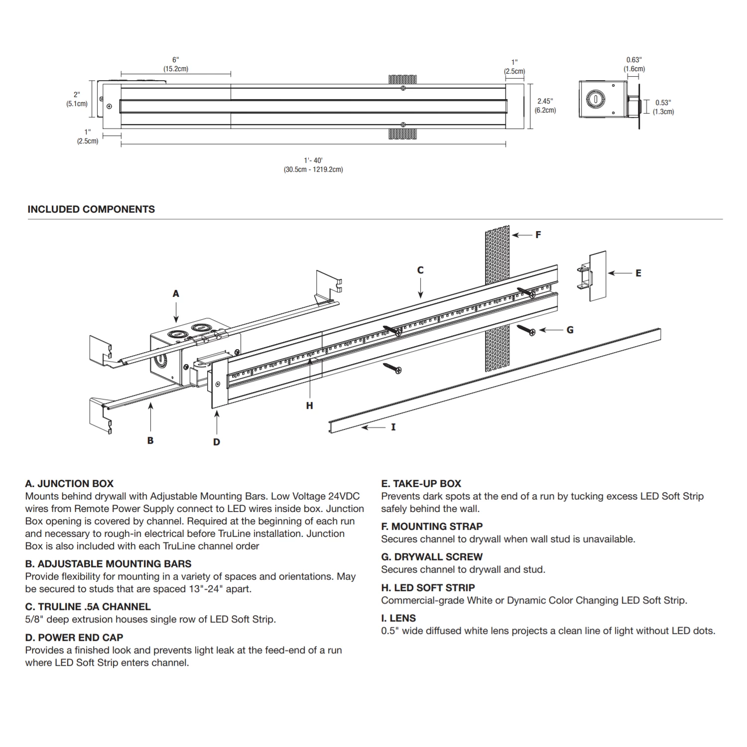 TruLine .5A 5W 24V Tunable White 2K6K Plaster-In LED System