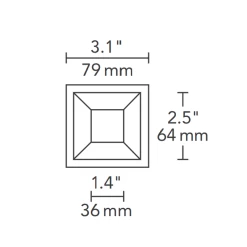 2 Inch Square Flanged Bevel Lensed Shower Trim
