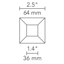 2 Inch Square Flangeless Bevel Lensed Shower Trim