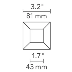 Element 3 Inch Square Flangeless Bevel Lensed Shower Trim