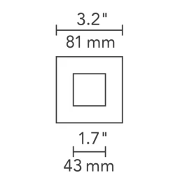 Element 3 Inch Square Flangeless Flat Lensed Shower Trim