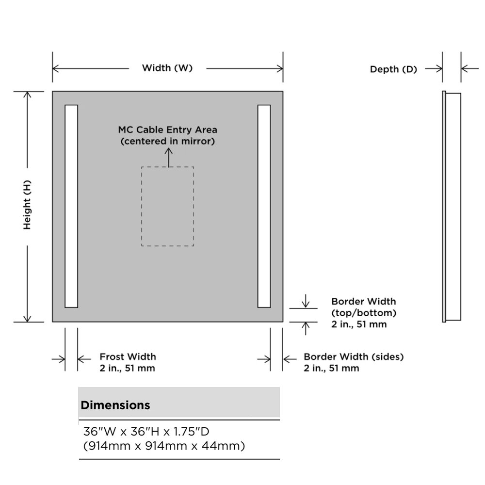 Fusion Square Lighted Mirror