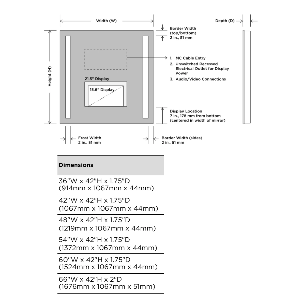 Silhouette Lighted Mirror With TV