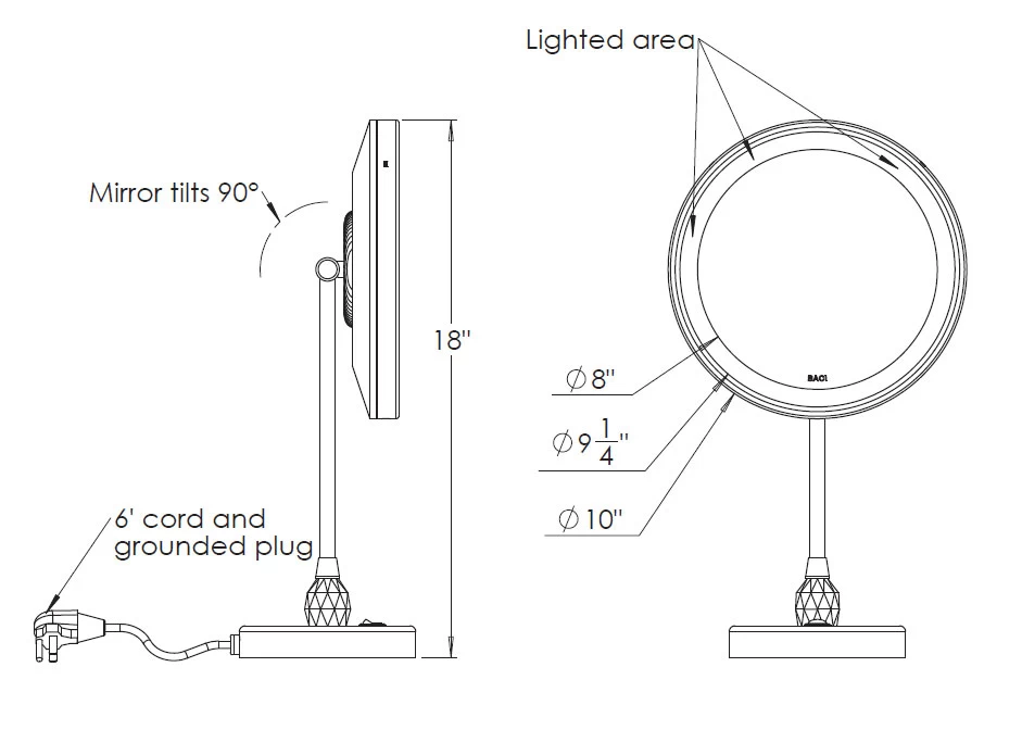 Baci Senior Vanity Mirror With Crystal Trim