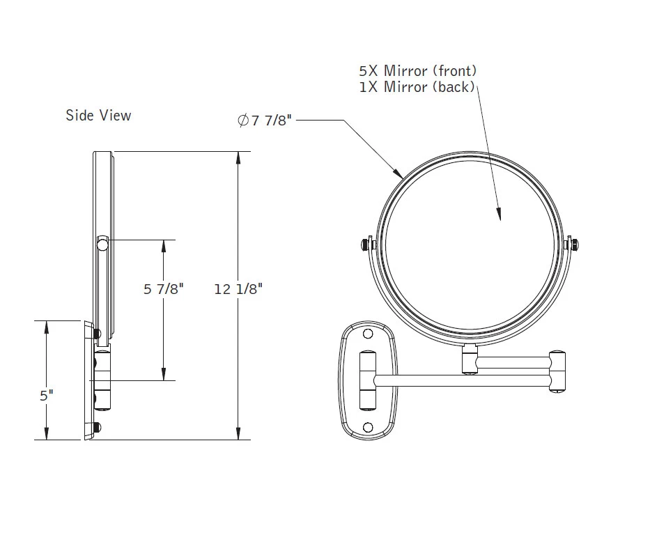 Baci Basic 1X/5X Double Arm Wall Mirror
