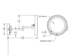 Baci Basic Round Double Arm Wall Mirror W/Plug