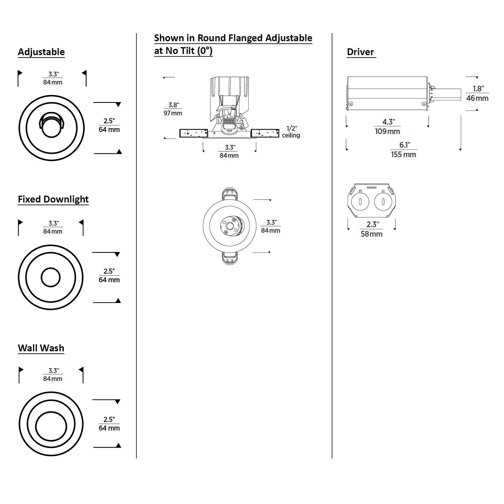 Entra CL 2IN Round Flanged Trim / Remodel Housing
