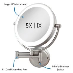 Glamour 1X/5X Plug In Lighted Wall Mount Mirror